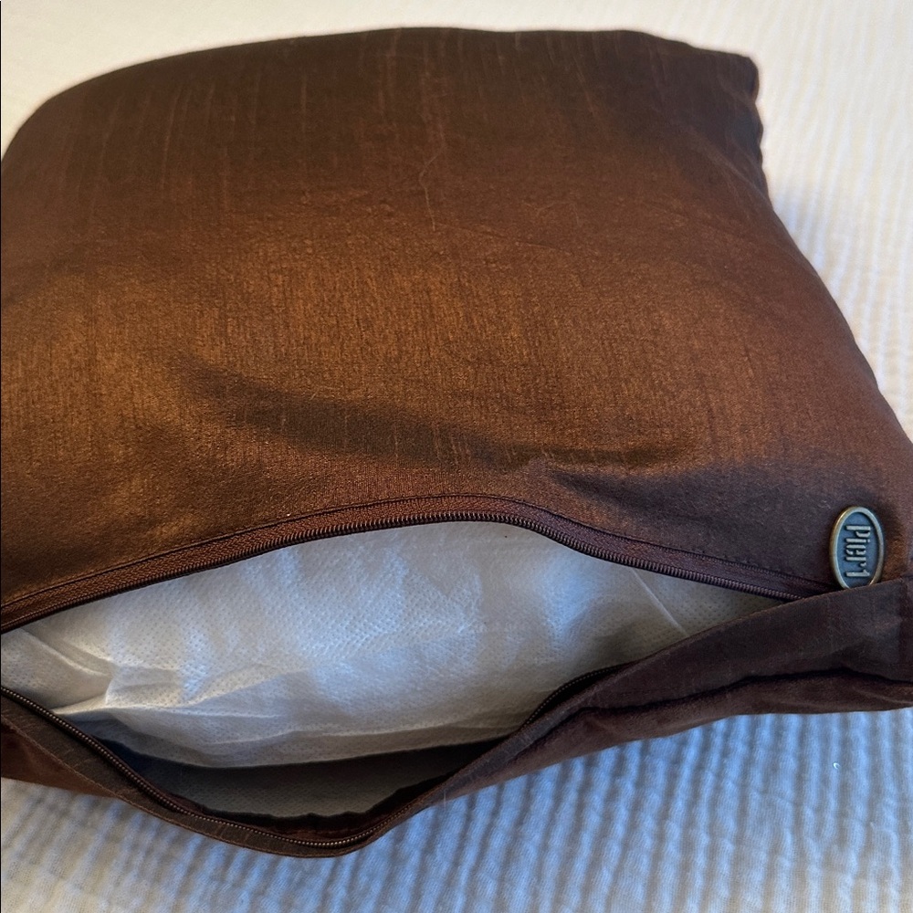 Pier 1 Imports Beaded Sequin Owl Brown Velvet Pillow 14" Square Fall Decor - Picture 10 of 13